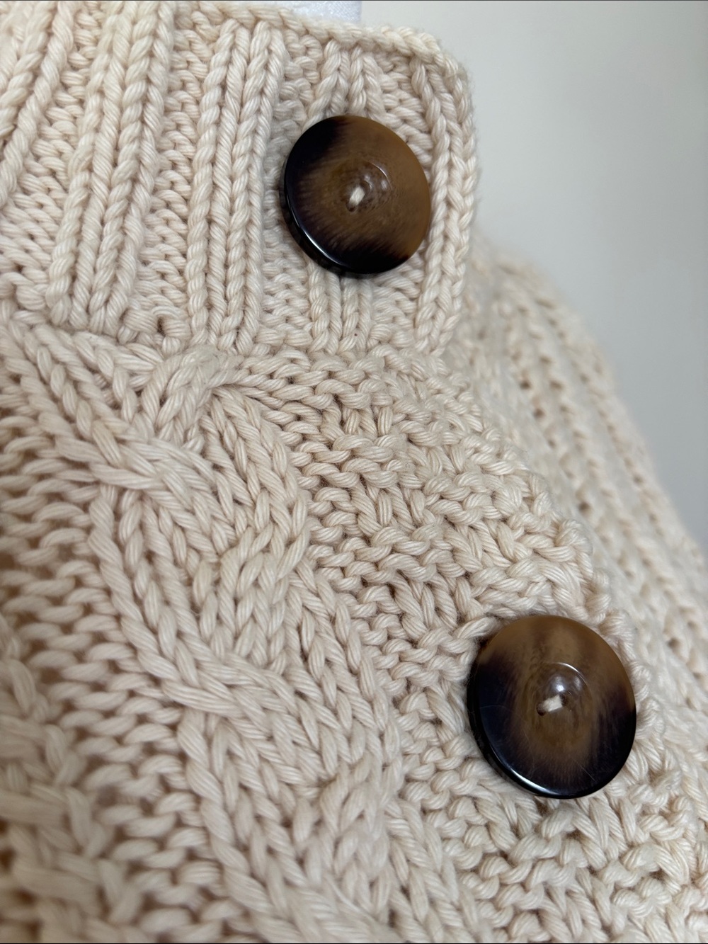 Doen 🏹 Cardiff XS/S Milky Way cotton Cable-Knit Cardigan cropped tortoiseshell - Picture 5 of 9